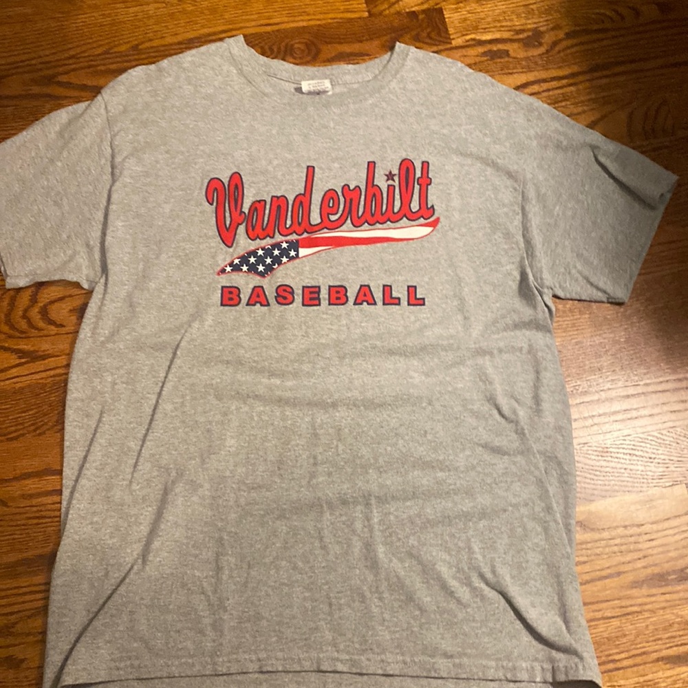 Large Vanderbilt baseball shirt with a Stars and Stripes pattern.
